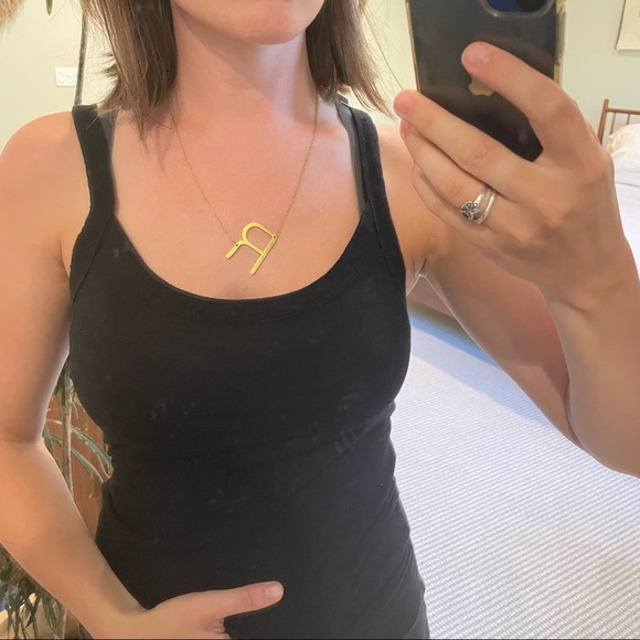 Large Gold Initial Necklace ~ R - Picture 3 of 3